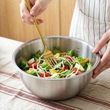 1/3pcs Stainless Steel Mixing Bowl Set, Brushed Metal Finish, Microwave , Round Vegetable Themed Bowl, Suitable For Kitchen Prep And Storage, Perfect For BBQ And Outdoor Cooking - Silver - View 6