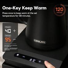 CAFELFFE Coffee Pour-Over Kettle, Biomimetic Swan-Neck Design, Touch Control, Precise Temperature Control, Automatic Adjustment, 0.8L Capacity, 304 Stainless Steel Body, 220V Voltage, 1500W Power, Suitable For Home, Office, And Travel - UK Plug(220-240V) - View 6