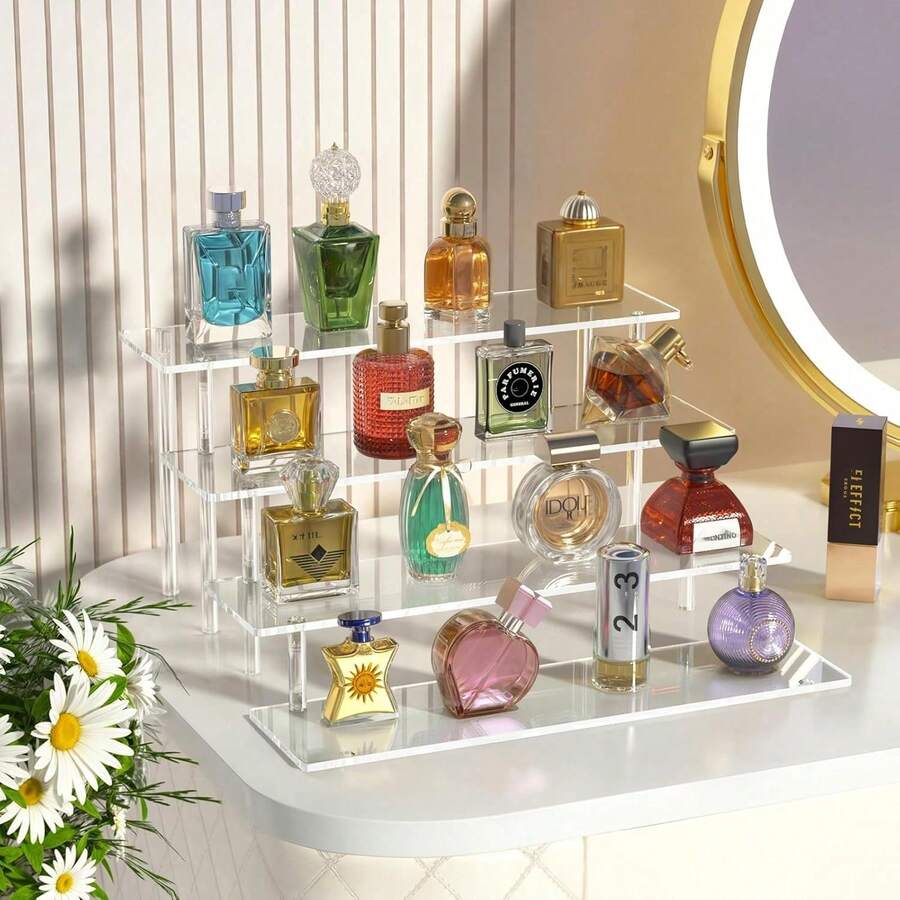 Transparent Acrylic Tiered Display Stand, Versatile Desktop Acrylic Organizer For Figurines, Blind Boxes, Perfumes, Cosmetics, Accessories