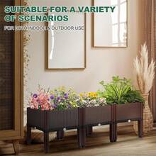 1-Tier/2-Tier/4-Tier Square Plastic Planter Box For Home Balcony, Raised Garden Bed Nursery Pot, Vegetable Planting Box, Tall Legs, Extra Large & Thick, Outdoor Garden Flower And Vegetable Planter - A - View 7