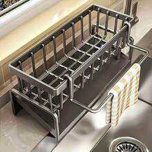1pc Kitchen Sink Sponge Holder, Self-Draining Sink Organizer With Detachable Dish Tray, Dish Soap Dispenser Brush Rack, Suitable For Bathroom, Black With Handle, Kitchen Sink Organizer, Kitchen Sponge Rack, Countertop Soap Dish Holder, With Cloth Hanging Rack Drying Rack, Sink Accessories, 2026 New Model, Multi-Functional Kitchen Plastic Material Storage Rack - Multicolor - View 18