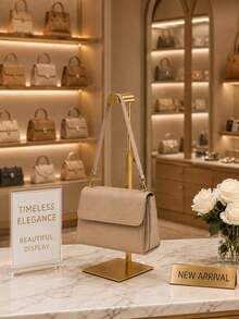 1/2/3 Pcs Adjustable Height Hanging Bag Rack, Titanium Gold Stainless Steel Handbag Display Stand, Multi-Functional Hat Jewelry Bag Storage Organizer Rack, Suitable For Home Closet, Boutique, Exhibition, Shopping Mall - Round Inner Rod A-head Brushed Titanium - View 4