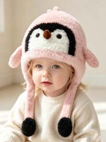 Squeaky Cute Penguin Plush Hat For Boys And Girls, Ear-Protective Lei Feng Hat, Children's Winter Cap - Multicolor - View 2