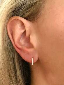 1PC 925 Sterling Silver Classic Diamond CZ 5/6/78/9mm Rook Conch Hoop Earrings 18K Gold Plated Upper Ear Cartilage Helix For Women Daily Wear Party - Gold - View 5