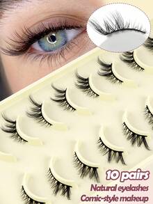 MAANGE 10 Pairs CC Curl Half-Length Criss-Cross False Eyelashes, Lightweight Stem, Soft Cat Eye Style, 3D Natural Voluminous False Eyelashes, Suitable For Daily Makeup - Multicolor - View 12