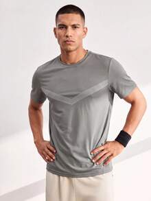 Driftmere Men's Casual Breathable Short Sleeve T-Shirt, Fashionable Printed, Lightweight Outdoor Sports Exercise - Dark Grey - View 1
