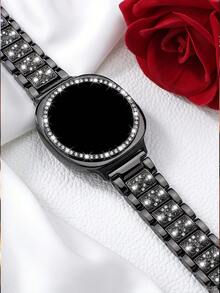 水鑽錶帶 + 錶殼套組，相容於 Galaxy Watch9/8 40mm 與 44mm。優雅時尚亮面金屬水鑽錶帶，防摔防刮水鑽錶殼，適合休閒、派對、商務，女性智慧手錶錶帶與錶殼 - 閃鑽錶帶+錶殼-黑色 - 查看 4