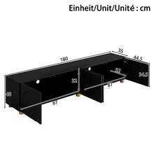 TV Stand Lowboard Bogenrelief 4 Doors Black Metal - Hitam - View 5
