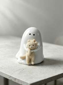 1pc Halloween Ghost Hugging Kitten Resin Figurine Set, Cute & Quirky Desktop Decor, Suitable For Home Office Bookshelf Display, Holiday Party Gift Ornament, Perfect For Spooky Season Collectors - New Arrival - Ghost - View 19