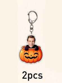 Custom Halloween Photo Keychain, Spooky Bag Charm, Personalized Face Key Chain, Customized Holiday Gift, Customizable Picture Keychain Accessory - Style a - View 8