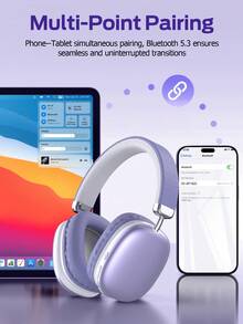 Tagry Auriculares Bluetooth, Auriculares Inalámbricos Ajustables, Compatibles con Teléfono/Computadora/Tableta, Plateado - Púrpura malva - Ver 6