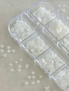 12-Grid Christmas Rhinestone Snowflake Sequin Nail Art Decorations, 3D Shiny Star Butterfly Heart Snowflake Nail Stickers, DIY Winter Christmas Nail Decor - Multicolor - View 5