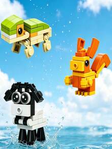 Youleli 12pcs Kids Cartoon Animal Building Blocks Puzzle Toy Set, Educational DIY Interlocking Assembly Blocks, Suitable For Boys And Girls Birthday And Christmas Gifts - Multicolor - View 7