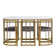 6-Chair Dining Table Set - Gold MDF - Gold - View 5