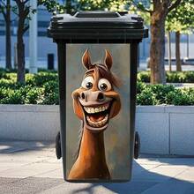 1pc Creative Trash Can Sticker, Colorful Cartoon Dog, Donkey, Horse, Lion Pattern, Garden Path Design, Fun Animal Sticker, Suitable For Indoor And Outdoor Trash Cans, Home Kitchen Bathroom Decor - 31*70cm - View 15