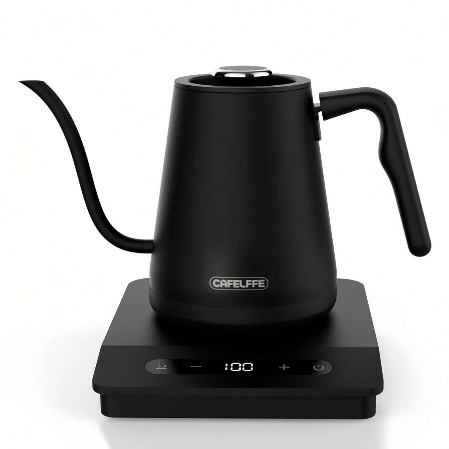 CAFELFFE Coffee Pour-Over Kettle, Biomimetic Swan-Neck Design, Touch Control, Precise Temperature Control, Automatic Adjustment, 0.8L Capacity, 304 Stainless Steel Body, 220V Voltage, 1500W Power, Suitable For Home, Office, And Travel - EU F Type Plug(220-240V) - View 1
