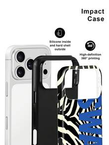 Koolife Zebra Stripe Phone Case Made Of TPU Material, Smooth And Hard Surface, Scratch-Resistant, Wear-Resistant, And Shock-Absorbing. This Product Is An Excellent Gift Choice, Suitable Compatible With Iphone 11, 12, 13, 14, 15, 16, 17/18 Series Models (Including Pro And Pro Max Versions). - Black and White - View 2
