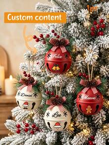 MerexSync Personalized Christmas Bell Ornament, Customized 2026 Bell Souvenir, Letter Combination Christmas Tree Decor Ball, Ornament Ball With Family Tree Pattern, Family Memorial Decoration, Holiday Decor Gift, Christmas Ornament, Christmas Gift - Multicolor - View 3