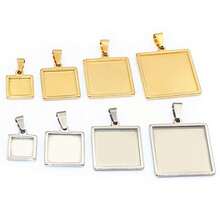 2pcs 10-25mm Inner Size Stainless Steel Square Pendant Cabochons Blank Base Setting Bezel Tray DIY Jewelry Making Accessories - Square Base - View 6