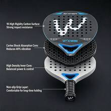 CWIN SNIPER Padel Racket, 1K High Rigidity Carbon Fiber Cortex Shock Absorbing Core Large Sweet Spot Non-Slip Grip Lightweight Paddle Tennis Racquet With Protective Carry Bag For Beginner Intermediate Players - Multicolor - View 11