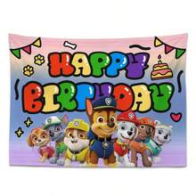 7 Styles Paw Patrol Happy Birthday Backdrop Banner, Cartoon Dog Themed Party Wall Hanging With Full Team & Single Pup Designs For Celebration - 100 X 70 cm - View 6