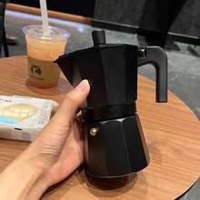 Moka Pot - 3/6/9 Cup Espresso And Cuban Coffee Brewer, Black R-Handle Stovetop Moka Pot, Suitable For Home Use And Outdoor Moka Pot - Black - View 3