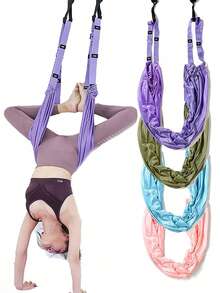 1pc Aerial Yoga Hammock Home Backbend & Forward Bend Trainer Yoga Rope Door-Mounted Inversion Strap Stretching Resistance Band - Multicolor - View 1