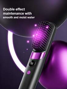 1800mAh USB Rechargeable Wireless Hair Straightening Brush, Portable Travel Electric Straightener Brush With Anti-Scald Quick Heat - Multicolor - View 8