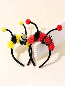 Children's Ladybug Bee Flower Headband Ponytail Antenna Hair Accessory Cartoon Animal Headband Butterfly - Multicolor - View 3