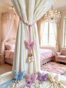 Butterfly Curtain Tieback, Pearl Decor, Adjustable Decorative Rope Curtain Clip, Suitable For Home Curtains, Bedroom, Nursery And Living Room Window Decoration - Multicolor - View 2