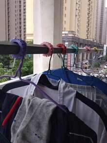 10/5/1pc Sunflower Shaped Silicone Clothes Hanger Clips With Washers, Random Color, Universal Windproof Clothes Rack Support Bracket For Indoor And Outdoor Laundry Organization And Storage - Multicolor - View 6