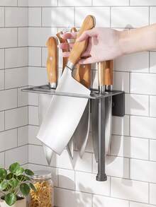 Wall-Mounted Knife Rack, Organizes Various Kitchen Knives Neatly, Suitable For Cleaver, Fruit Knife And Kitchen Scissors, Perfect For Small Apartment Kitchens, Meal Prep Areas, Camping Trailers And Under-Cabinet Storage Space - Multicolor - View 6
