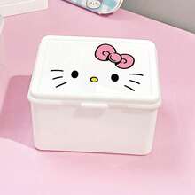 SANRIO 2pcs/5pcs Minimalist Cute Printed Plastic Storage Boxes With Lids, Dustproof Waterproof Stackable Desktop Organizer Storage Boxes For Small Cards, Jewelry, Cosmetics, Stationery, Miscellaneous Small Items, Home And Student Dorm Practical Storage Boxes - One Size - View 1