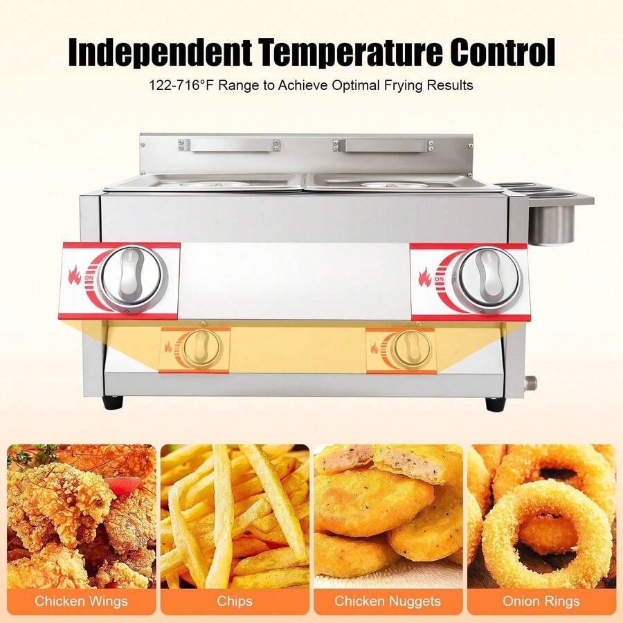 Countertop Gas Deep Fryer Propane Gas Stainless Steel Outdoor Use Round 2 Burner - A - View 1