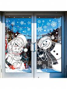 3 Designs Christmas Window Clings, Santa Claus Reindeer Snowman Snowflake Static Removable Window Stickers Decals For Xmas Party Home Glass Decor - View 5
