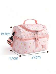 Large Capacity Double Layer Insulated Lunch Bag, Cute Cartoon Print, Adjustable Shoulder Strap, Portable Student Bento Bag, Suitable For Back To School, Classroom, Travel, Camping, Beach, Holiday Essentials, Gift For Girls And Women, Travel Essentials, Room Decor - Multicolor - View 13