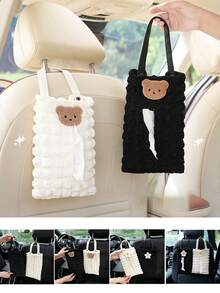 1pc Car Tissue Box, Car Seat Tissue Holder, Car & Home Dual-Use Tissue Decorative Bag, Hanging Tissue Bag, Car Storage Organizer - A - View 2
