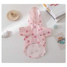 Pink Peach Print Dog Raincoat With Matching Leash, Waterproof Hooded Pet Raincoat, Suitable For Small And Medium Dogs, Lightweight And Breathable Puppy Rain Cape, For Outdoor Walks - Multicolor - View 5