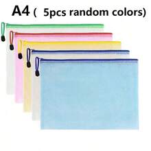 14/7/5/1pc Waterproof A3A4 Zippered PVC Project Folders With Colorful Grid Design - Art And Document Organizer Bags - Color - View 17