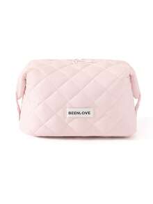 Fashionable Multifunctional Quilted Cosmetic Bag, Portable Zipper Travel Toiletry Bag, Classic Large Capacity Puffy Makeup Organizer, Casual Handbag, Warm Down-Like Texture Small Bag, Suitable For Vacation Travel, Weekend Trips And College Dorm Daily Use - Multicolor - View 13