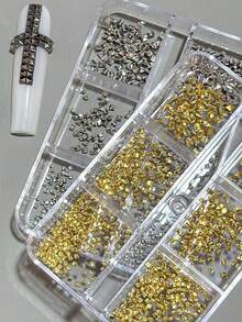 1box Silver Alloy Square Rivet Y2K Nail Charms Gun Black Golden Punk Spike Studs Nail Nail Parts Square Cone Rivets 3D Decoration - Multicolor - View 3