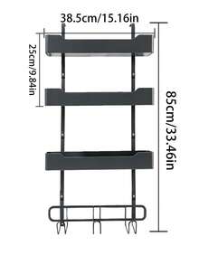 1pc 4-Tier Kitchen Refrigerator Hanging Rack, Rust-Proof Cast Iron Hanging Kitchen Storage Rack, No Drilling Required Storage Rack For Organizing Kitchen Essentials, Space-Saving Kitchen Accessory, Home Decor, Black - Multicolor - View 9