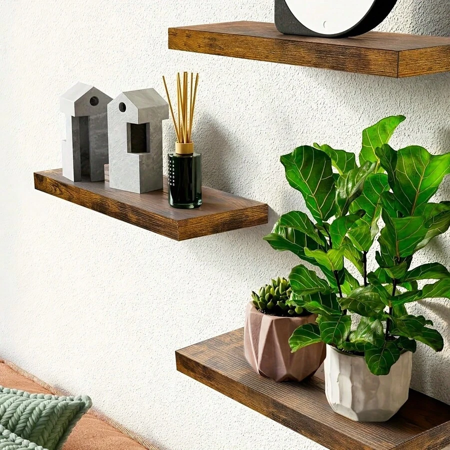 1pc Floating Wall Shelf, Wall Decor, Room Decor, Home Decor, Suitable For Bathroom, Living Room, Bedroom, Kitchen And Garage Wall Decor, Housewarming Gift, Suitable For Living Room, Bedroom, Kitchen And Bathroom And Other Multiple Scenes - View 1
