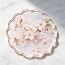 1/4PCS Watercolor Floral Acrylic Coasters, Asymmetrical Flower Transparent Heat-Resistant Coasters. Cherry Blossom, Forget-Me-Not, Rose Pattern Waterproof Tea Cup Coasters, Ins New Style Coasters, Heat-Resistant Coaster Set, Protect Tabletop From Hot Drinks, Cups And Plates Contamination - , Suitable For Office, Restaurant, Cafe - Multicolor - View 15