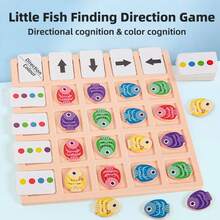 Wooden Fish Color Direction Matching Puzzle, Kids Spatial Logic Observation Training Board Game, Preschool Early Educational Concentration Learning Toy - Multicolor - View 2