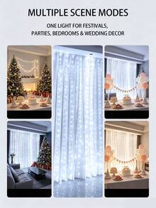 USB Powered Waterfall Curtain Lights, Suitable For Christmas, Halloween, Valentine's Day, Birthday, Wedding Party, Bedroom, Window, Wall, Holiday Atmosphere Decorative Lights - Pure White - View 7