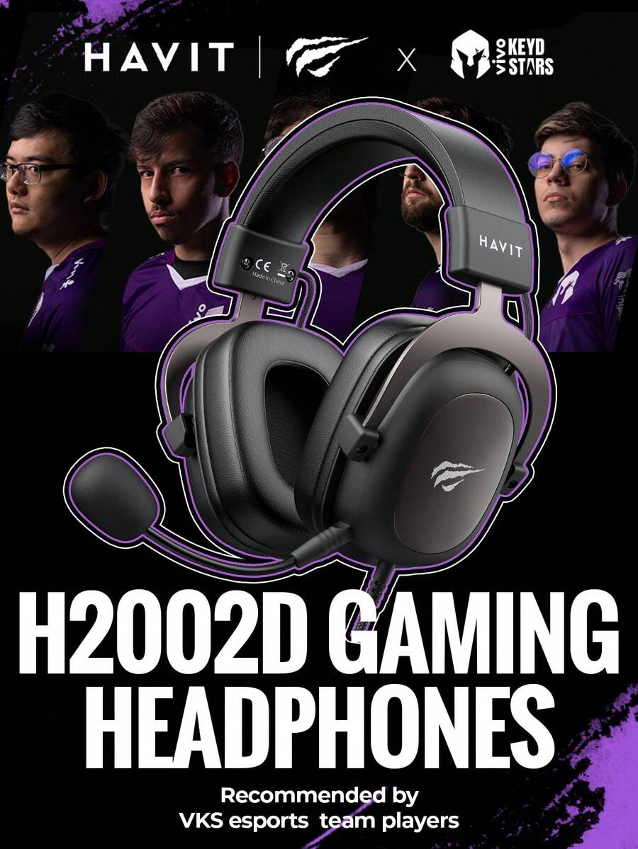HAVIT H2002D Gaming Headset With Microphone, Compatible With PC/Laptop/Phone/PS4, Streaming Headset With Soft Ear Cushions - Black - View 1