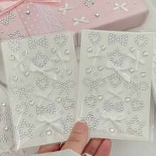 [Back To School]4pcs/3pcs/2pcs/1PC 3 Colors 2 Styles Solid Color Rhinestone Stickers, Including Heart, Bow, Musical Note And Other Geometric Patterns, Suitable For Students' Decoration Cards, Gifts, Notebooks, Diaries, And Can Also Be Used As Gifts - Multicolor - View 15