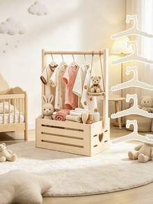 1 pièce Panier de rangement en bois pour chambre de bébé / 5 pièces Cintres en bois en forme d'ours et organisateur creux en forme de cœur Convient pour les vêtements de bébé & la décoration de chambre Décoration de chambre de fille Articles essentiels pour bébé - Multicolore - Voir 1