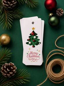 1/10/20/48pcs Christmas Decoration Cards, Christmas Tree And Star Pattern Card Tags, Suitable For Christmas Decoration Celebration - Multicolor - View 7